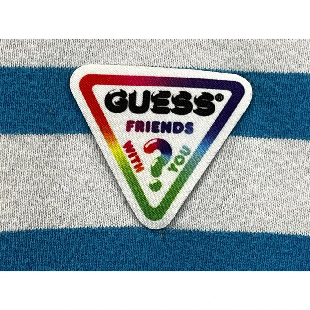 Guess Originals X FriendsWithYou Striped Retro Style Tee Tshirt Adult L Grunge